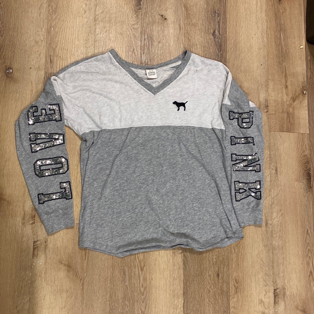 PINK long sleeve sequin tee